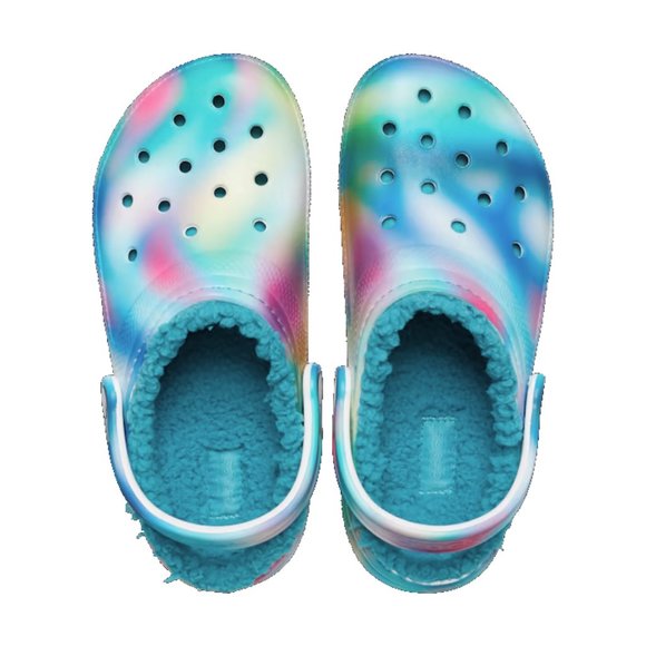 NEW Crocs Size 7 Classic Lined Solarized Clog, Pure Water/ Multi - Picture 3 of 6